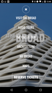Broad app main menu