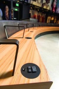 The UAP-A button pad is seamlessly integrated into the benches of the exhibition.