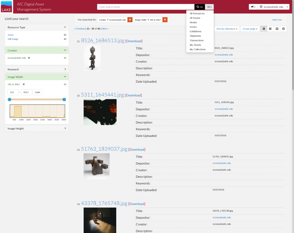 LAKEshore beta interface: search powered by Solr.